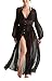 Women's Long Beach Dress Cardigan Tops w/Swimsuit Cover-up, Black