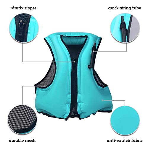 NAXER Inflatable Kayak Vest Adult Snorkeling Jacket Swim Buoyancy for 90-220 lbs