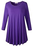 LARACE Women 3/4 Sleeve Tunic Top Loose Fit Flare T-Shirt(M, Deep Purple)