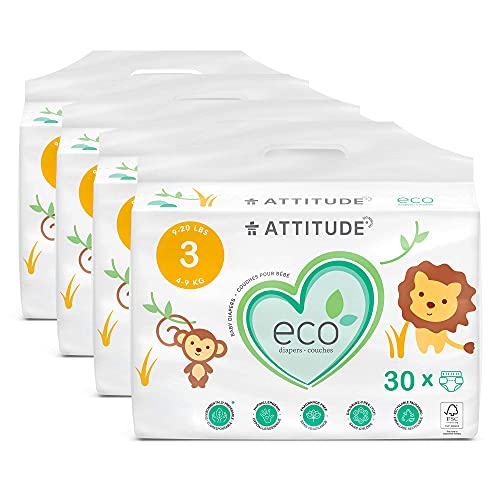 ATTITUDE Baby Diapers, EcoFriendly, Hypoallergenic, Safe for Sensitive
