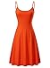KIRA Women's Sleeveless Adjustable Strappy Flared Midi Skater Dress (Large, Orange)