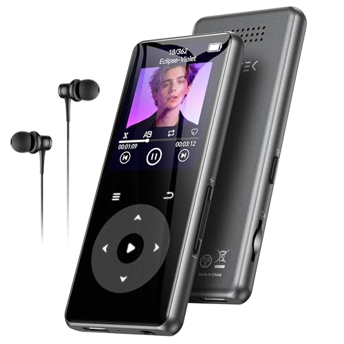 AGPTEK Reproductor MP3 Bluetooth 5.4, 1.8" Reproductor MP3 Metal Portátil, Altavoz Integrado y Radio FM, MP3 de Niños Botones Táctiles, Sin Memoria Interna, Externo hasta 128GB (0 GB)