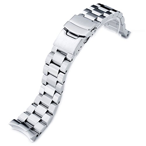 22mm Hexad Oyster 316L Stainless Steel Watch Band for Seiko SKX007, Diver Clasp Brushed