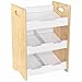 KidKraft Wooden Angled Bin Unit with Five Compartments and Side Handles - Natural & White, Gift for Ages 3+