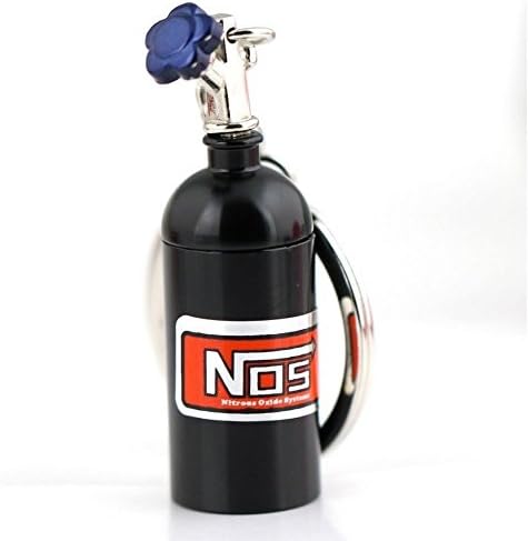Black NOS Mini Bottle Nitrous Oxide Pill Stash Box Car Keychain Keyring