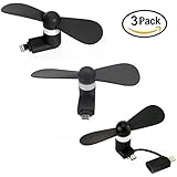 USB Phone Fan, Dtryou Fashion Portable 2 in1 Micro USB Fan with Two Leaves for iPhone 7 6/6S &amp; 7 Plus/6s Plus &amp; iPhone SE, iPad Air , Mobile Power , Android Smartphones (Black)