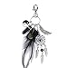 Dremisland keychain keyring natural opal stone dreamcatcher keyring fashion silver boho ornament feather keychainvv (Black)
