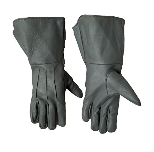 Grey Leather Medieval Renaissance gauntlet cosplay gloves (Large)