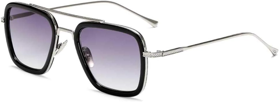 Edith Tony Stark Sunglasses Retro Square Silver Frame Transparent Grey Lens for Men Women Cosplay