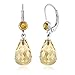 Gem Stone King 925 Sterling Silver Citrine Drop Earrings For Women (10.00 Cttw, Gemstone Birthstone, Briolette Cut 12X8MM)