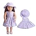 Dovewill Lovely Floral Dress Hat Suit Beach Outfit for 18'' American Girl Our Generation Zapf Baby Born Dolls Clothes Purple