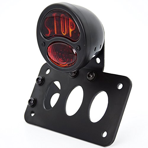 image for Amazicha Motorcycle LED Side Mount License Plate Bracket Brake Running