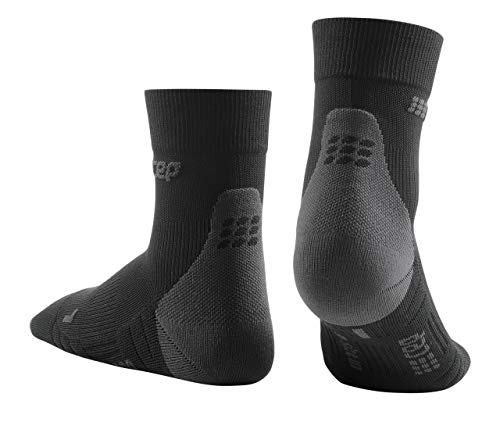 Women's Crew Cut Compression Socks- CEP Short Socks 3.0, Black/Dark Grey 3