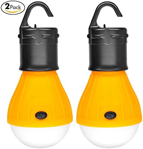2 Pack Sanniu Portable LED Lantern Tent Light Bulb for Camping Hiking Fishing Emergency Light, Battery Powered Camping Equipment Gear Gadgets Lamp for Outdoor &amp; Indoor(YELLOW)