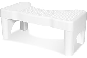 QIOJIRMU Toilet Stool,Sturdy Squatting Stool for Bathroom Toilet,Plastic Squat Poop Stool for Children Adults Seniors.Easy to Assemble,White.