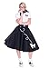 Hip Hop 50's Shop 1950s Adult 4 Piece Poodle Skirt Costume Outfit for Women with Accessories (glasses, socks, scarf) (XLarge/XXLarge, Black and White)