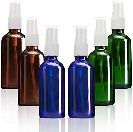 Shinezone 15ml アルコールスプレーボトル スプレーボトル容器 遮光瓶 ガラス製容器 霧吹き 6本セット 消毒用スプレー容器 2本 最安値挑戦 青色2本 携帯 グリーン2本 ボトル ト香水のための化粧品容器 茶色 再利用 詰替ボトル