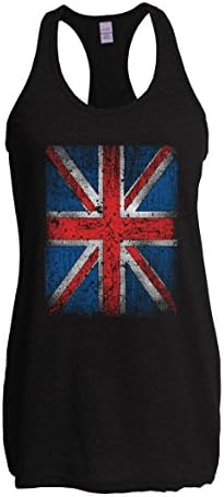 British Flag Union Jack Distressed Womens Tops Next Level Racerback Tank Top