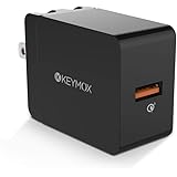 Quick Charge 3.0 18W USB Wall Charger, KEYMOX Fast Charging Cell Phone Adapter Compatible with Samsung Galaxy Note8 / S9 /S8