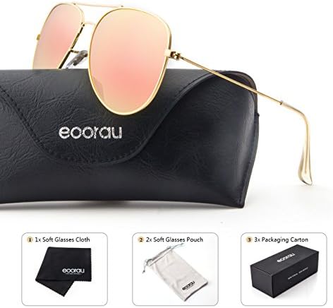 EOORAU Aviator Sunglasses Polarized for Womens Men - UV 400 with case 60MM