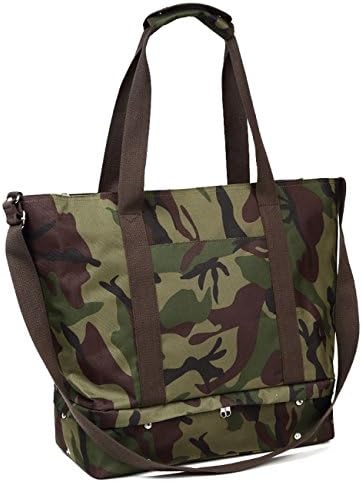 roseta 2Rooms, Gym Tote Bag with Shoe Compartment , Flight , Fitness (Large, Camo)
