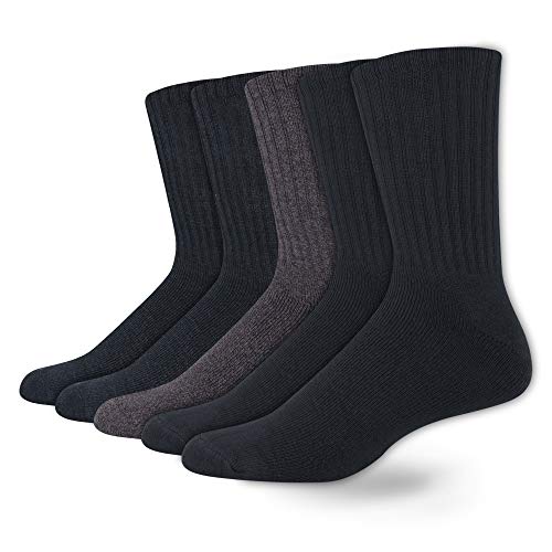 Dockers Men's 5 Pack Cushion Comfort Sport Crew Socks, Navy/Charcoal Assorted (5 Pairs), Shoe Size: 6-12