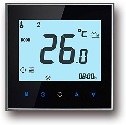 WIFI Thermostat,Youngnis WIFI Control LCD Touch Screen 3/16A Programmable Room Thermostat for Heating (16A for Electric Heating, black)