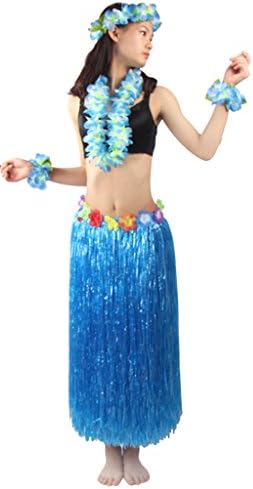 5pcs/Set Women's Hawaiian Luau Elastic Grass Hula Skirt 80cm