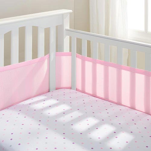 Teeny4Baby Breathable Crib Bumper Pink, Mesh crib Liner