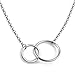 925 Sterling Silver Necklace with Interlocking Two-Circles Pendant Necklace, 16