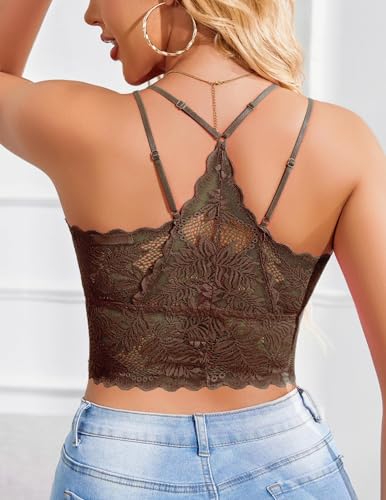 Avidlove Women Tank Tops Sexy Lace Bustier Top Summer Spaghetti Strap Basic V Neck Crop Tops Festival Party