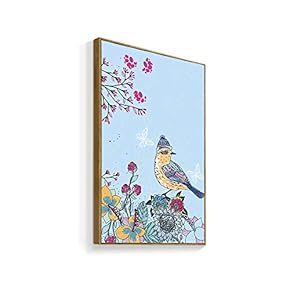 Framed Canvas Wall Art for Living Room, Bedroom Chinese Ink Birds and Flowers Canvas Prints for Home Decoration Ready to Hanging - 16x24 inches