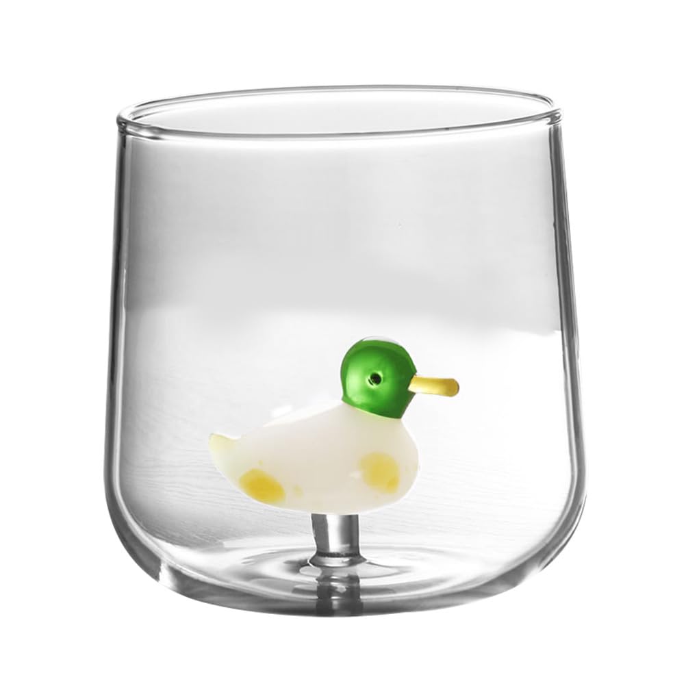 IMIKEYA 1pc Milk Cup Duck Shape Juice Mug Kawaii Water Bottle Crystal Tea Tumbler Clear Coffee Cups Drinking Utensils