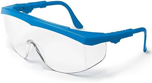 Crews Glasses 135-TK120 Tomahawk Safety Glass with Blue Frame, Clear Lens