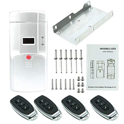 Remote Control Smart Lock, APP Unlock Electronic Invisible Door Lock with 4 Remote Keys, Wireless Anti-theft Home Security Keyless Access Control System for Office Home Hotel(white)