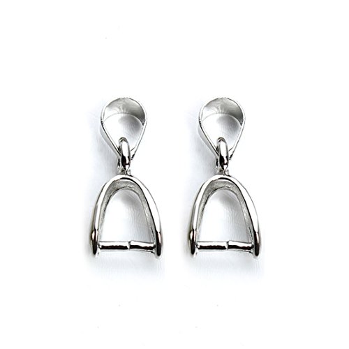 Linsoir Beads Metal Pinch Clip Bail Bead Pendant Connector Jewelry Findings Rhodium Plated 6X17mm Pack of 50