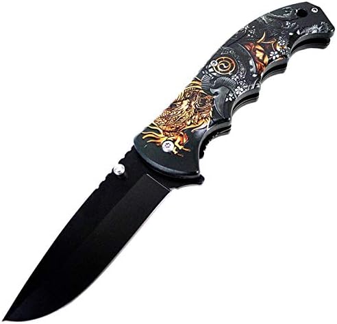 ZED1 Dragon Knight Black Tactical Folding Pocket Knife 8.5" Stainless Steel Blade