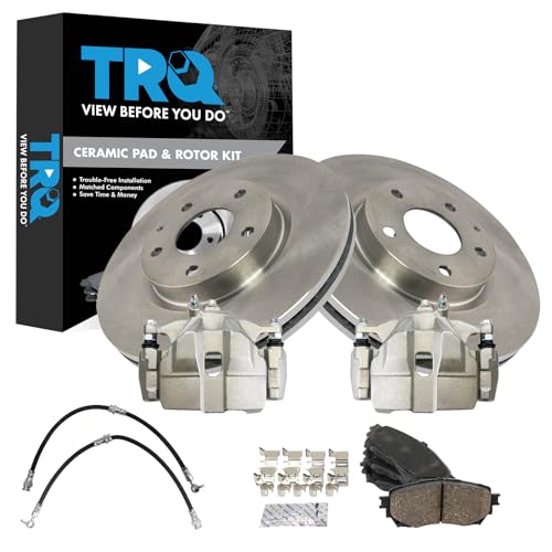 TRQ Front Brake Pad and Rotor Set Ceramic Calipers Compatible with 2014-2018 Ma…