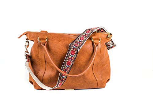 Red Vintage Handbag & Purse Strap Replacement - Jacquard Woven Embroidered Guitar Strap Styled Shoulder Bag Strap - Adjustable Bag Strap for Tote and Messenger Bags â€“ Great Gift for Womens