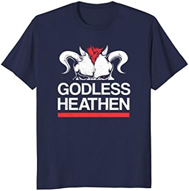 Mens Godless Heathen Shirt - Funny Atheist Sarcastic Satan Demon XL Navy