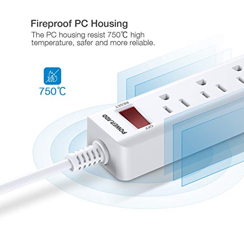 POWERADD Power Strip 3 Outlets with 3 Fast Charging USB Ports, 5ft Extension Cord with USB Ports (5V/2.4AX3) for Indoor,1625W/13A