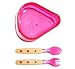 Baby Dipper Feeding Set, Pink - New Larger 6-ounce Non-slip Bowl, Easy One-handed Use with Babies or Toddlers