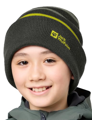 Jack Wolfskin Unisex Kinder Stripy Knit K Beanie-Mütze, Mint Leaf, S EU