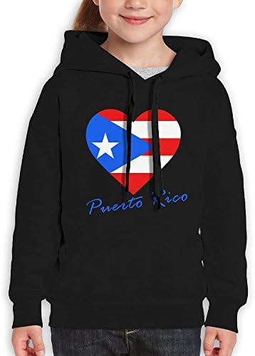 Puerto Rico Flag Heart Youth Pullover Hoodie Sweatshirt XL