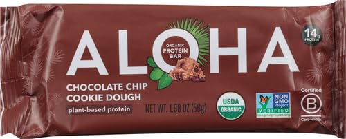 ALOHA ORGANIC PLANT-BASED PROTEIN BAR, CHOCOLATE CHIP COOKIE DOUGH, 1.98 OZ