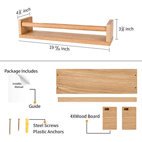 SUNLIFE HOME Wood Floating Nursery Shelf, 27.5” Oak Wood Wall Mounted