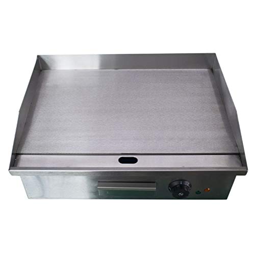 YiiYYaa 1600W 21.6" Commercial Electric Countertop Griddle Grill, Grilled Squid and Steak Machine Tabletop Flat Grill,Stainless Steel Restaurant Grill, with Adjustable Temperture Control (21.6 in)