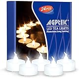 AGPtEK Timer No flicker Flameless LED Candles Battery-Operated Long Lasting Tealights for Wedding Holiday Party Home Decoration 24pcs (Cool White)