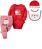 Carter's Baby My First Christmas 3 Piece Bodysuit Pant and Santa Hat Set