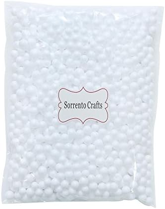 5-10mm(0.2-0.39 Inch) Mini Styrofoam Foam Balls Decorative Slime Ball DIY Wedding Party School Home Decoration 1pack(900pcs) (White)